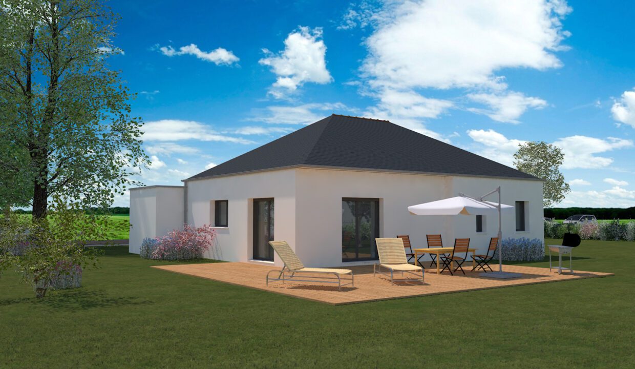 Axces Habitat Constructeur De Maison En Bretagne AXCES 12 V2 Perspective ARRIERE
