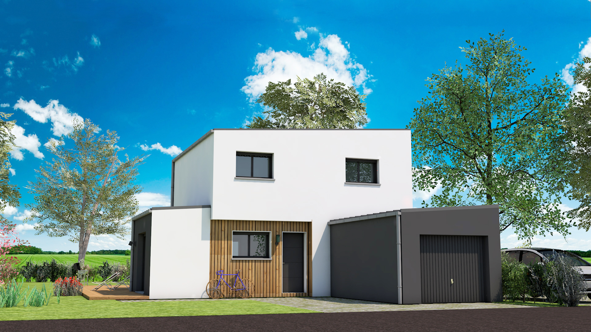 Maison 4 chambres garage modèle Axce's 30 monopente