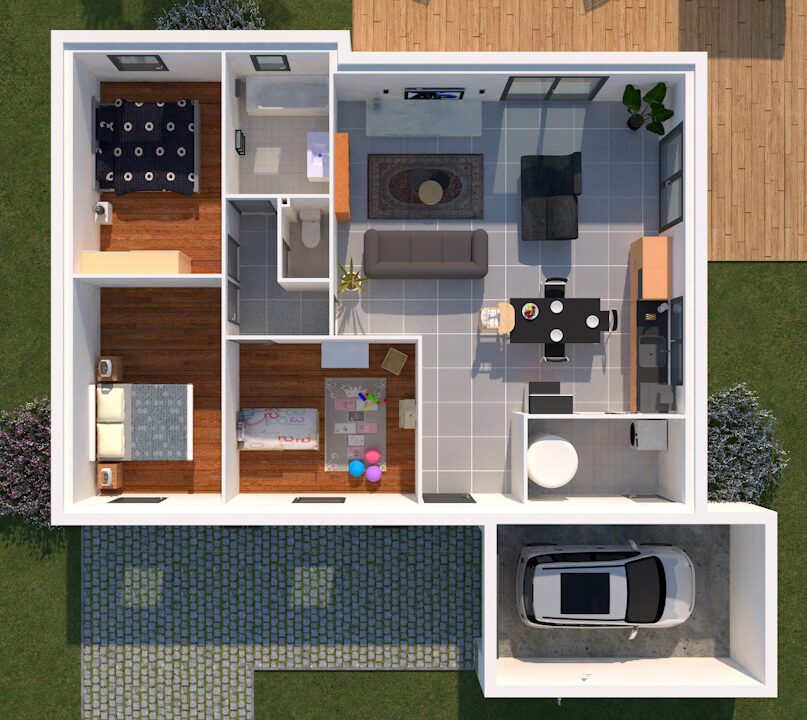 Axces Habitat Constructeur De Maison En Bretagne AXCES 12 V2 Perspective RDC