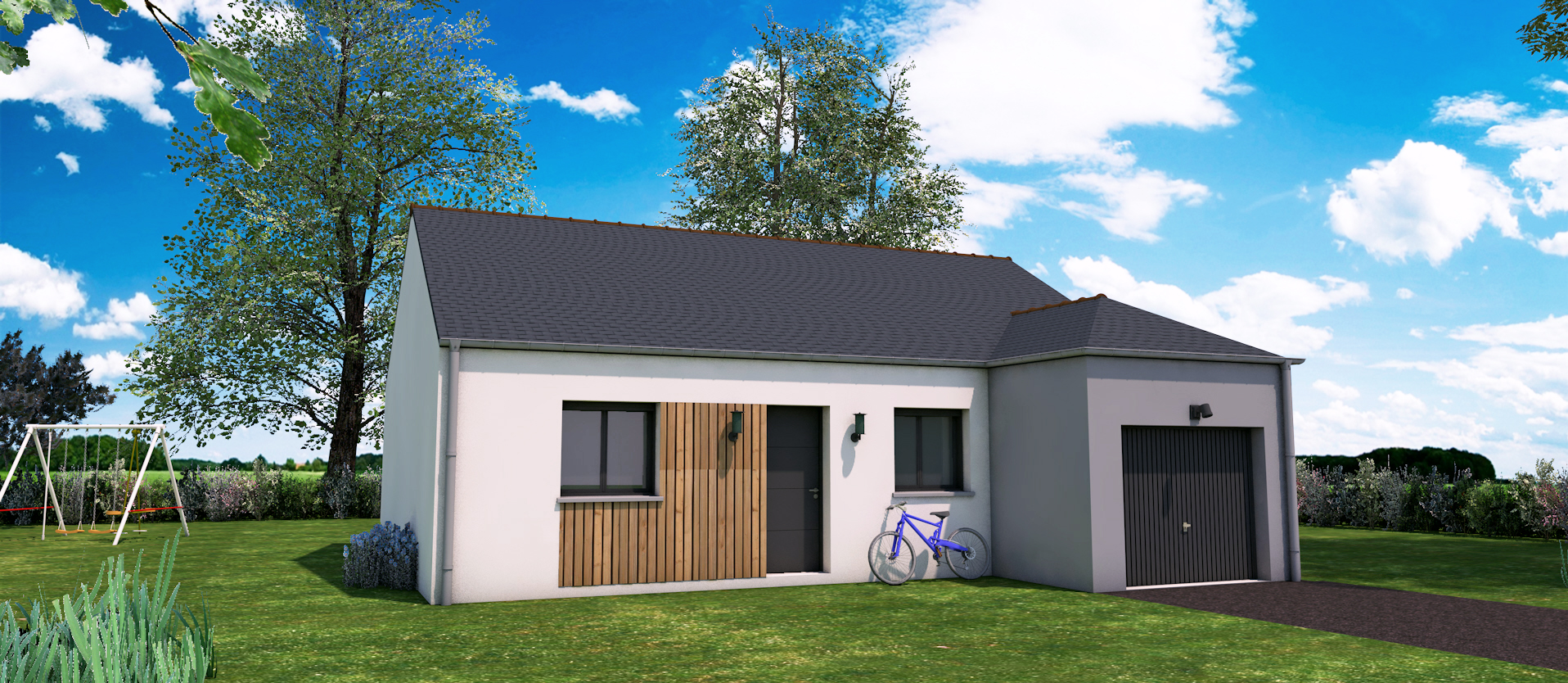 Axces Habitat Constructeur De Maison En Bretagne AXCES 21 V2 GD Perspective AVANT